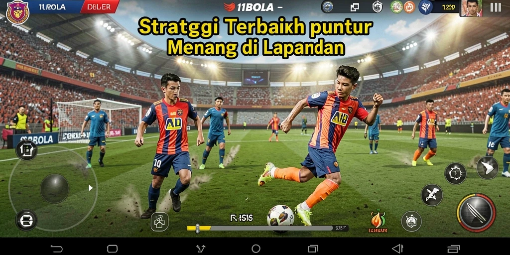 Screenshot gameplay 11BOLA menampilkan aksi strategi di lapangan.