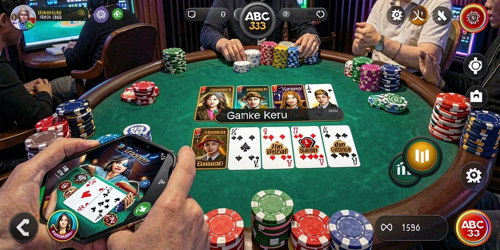 Tampilan gameplay seru di aplikasi Poker ABC33.