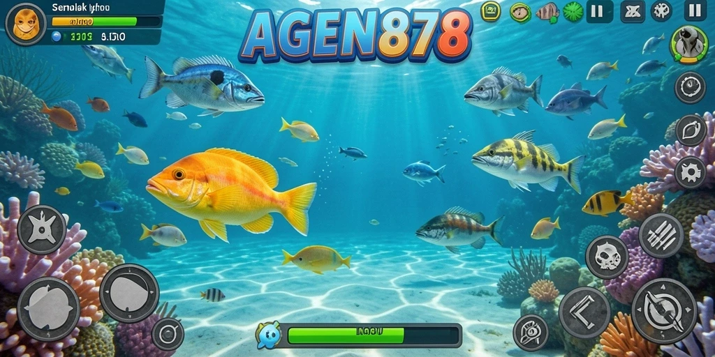 Tangkapan layar AGEN878 menampilkan gameplay seru dalam menangkap ikan.