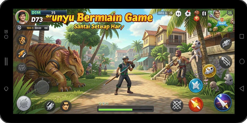 Screenshot D73 menampilkan gameplay yang seru dan santai.