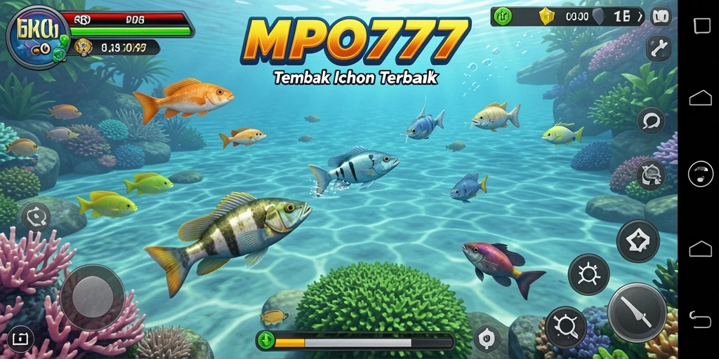 Tampilan gameplay seru saat menembak ikan di lautan.