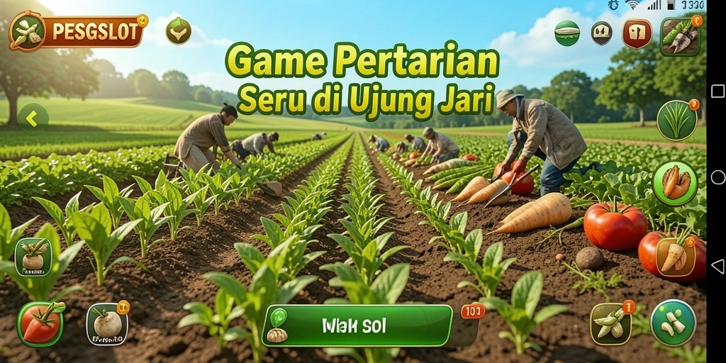 Tampilan gameplay PESGSLOT menampilkan aktivitas bertani yang seru dan interaktif.