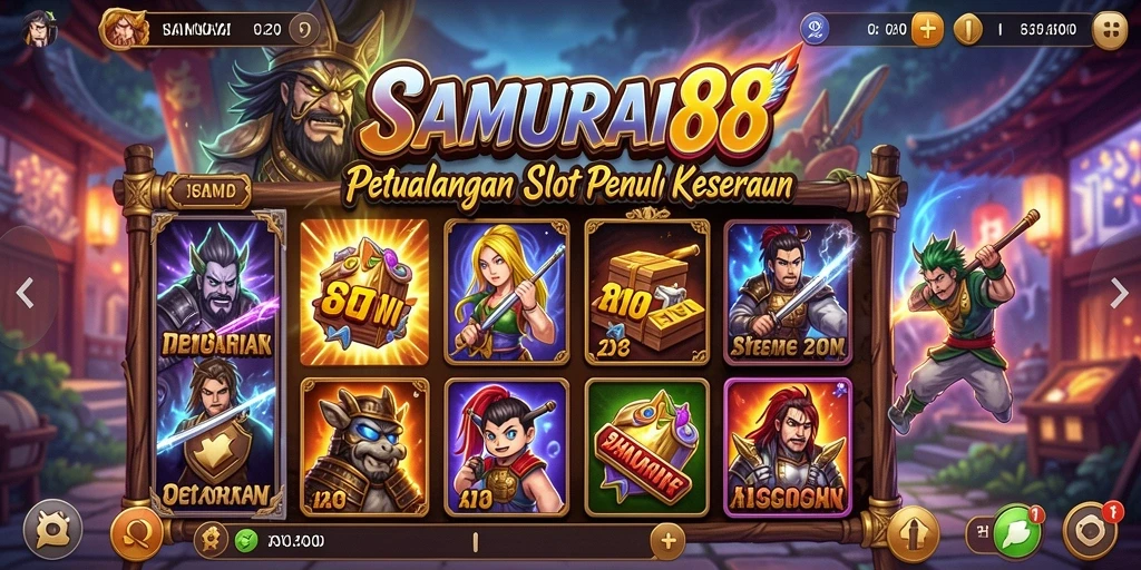 Tampilan gameplay menegangkan dari game Slot SAMURAI88.