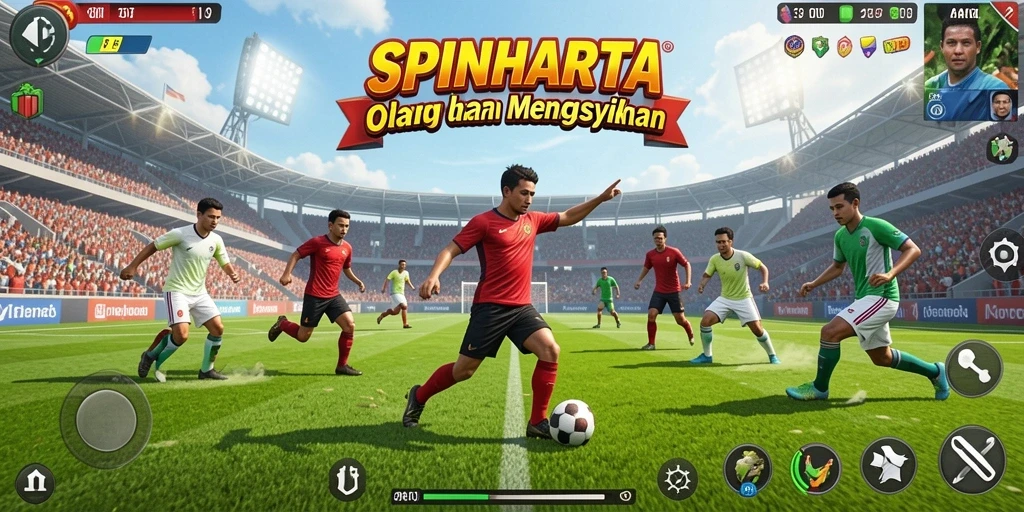 Tangkapan layar gameplay menarik dalam SPINHARTA dengan aksi olahraga seru.
