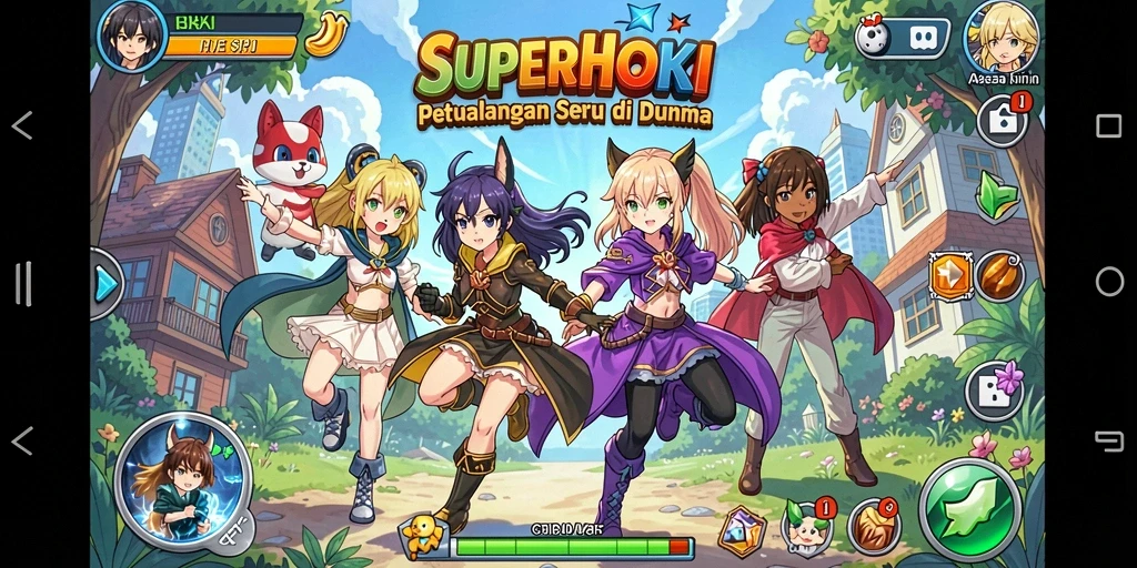 Tampilan gameplay SUPERHOKI menampilkan aksi seru dan grafis anime yang memukau.