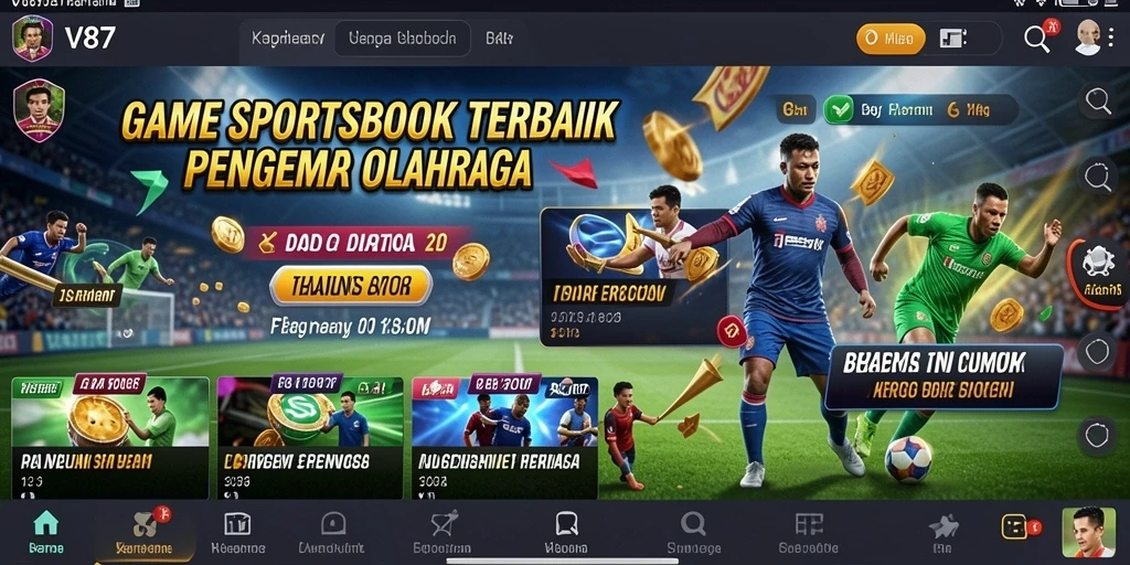 Tampilan screenshot V87 yang menampilkan pengalaman bertaruh olahraga.